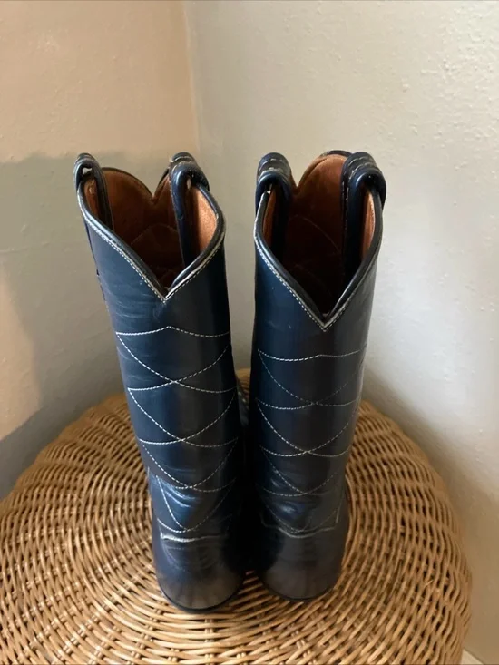 Vintage Tony Lama Black Cowboy Boots Western Cowgirl All Leather Womens 6.5 - Picture 3 of 6